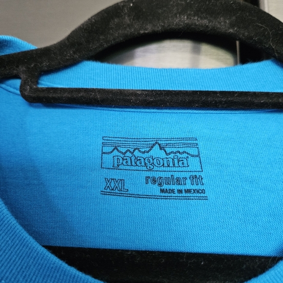 Mens P-6 Logo Patagonia Blue Organic Cotton T Shirt Size XXL - Picture 7 of 8